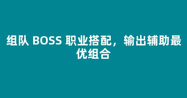 组队 BOSS 职业搭配，输出辅助最优组合